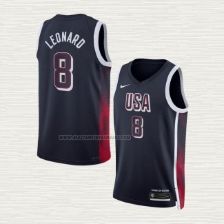 Camiseta Kawhi Leonard NO 8 USA 2024 Azul