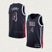 Camiseta Stephen Curry NO 4 USA 2024 Azul