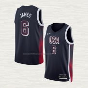 Camiseta LeBron James NO 6 USA 2024 Azul