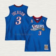 Camiseta Allen Iverson NO 3 Philadelphia 76ers Mitchell & Ness 2001-02 Azul