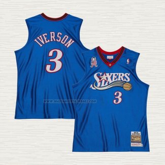 Camiseta Allen Iverson NO 3 Philadelphia 76ers Mitchell & Ness 2001-02 Azul