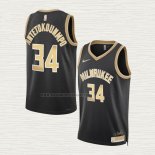 Camiseta Giannis Antetokounmpo NO 34 Milwaukee Bucks Select Series Oro Negro