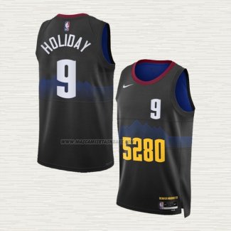 Camiseta Justin Holiday NO 9 Denver Nuggets Ciudad 2023-24 Negro