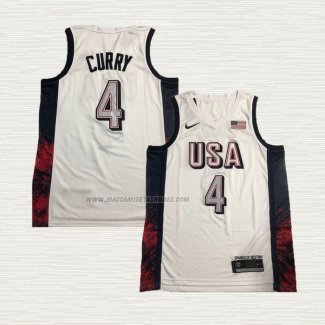 Camiseta Stephen Curry NO 4 USA 2024 Blanco