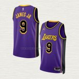 Camiseta Bronny James NO 9 Los Angeles Lakers Statement Violeta