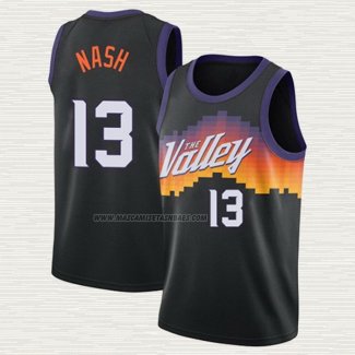 Camiseta Steve Nash NO 13 Phoenix Suns Ciudad 2020-21 Negro