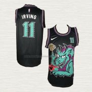 Camiseta Kyrie Irving NO 11 Brooklyn Nets Swamp Dragon Negro