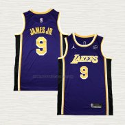 Camiseta Bronny James NO 9 Los Angeles Lakers Statement Violeta 1