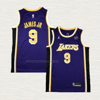 Camiseta Bronny James NO 9 Los Angeles Lakers Statement Violeta 1