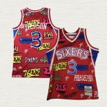 Camiseta Allen Iverson NO 3 Philadelphia 76ers Mitchell & Ness Slap Sticker 1996-97 Rojo