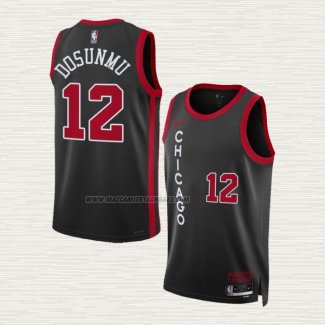 Camiseta Ayo Dosunmu NO 12 Chicago Bulls Ciudad 2023-24 Negro