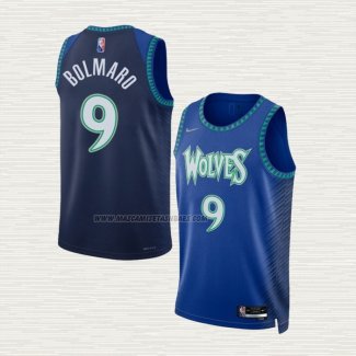 Camiseta Leandro Bolmaro NO 9 Minnesota Timberwolves Ciudad 2021-22 Azul