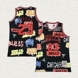 Camiseta Michael Jordan NO 23 Chicago Bulls Mitchell & Ness Slap Sticker 1997-98 Negro